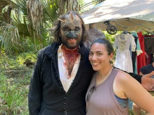 Alina Willemin, with a friend, on the set of Albert and Claude